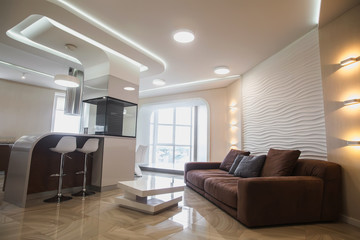 Beautiful modern apartment interier. Real estate concept.