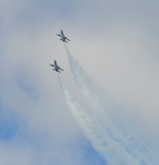 Fighter jet flying on display near Changi Air Base