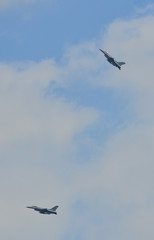 Fighter jet flying on display near Changi Air Base