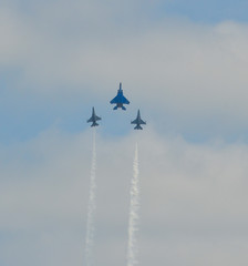 Fighter jet flying on display near Changi Air Base