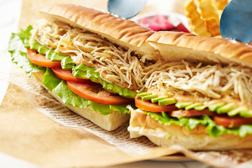 sandwich with ham and vegetables