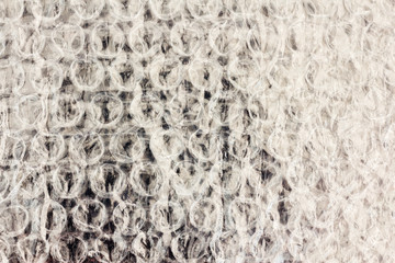Texture of bubble plastic bag close-up.