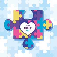 world autism day with puzzle pieces vector illustration design