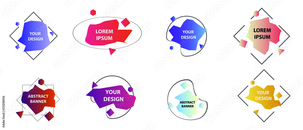 Aufkleber set of modern abstract graphic elements. gradient abstract banners with different shapes. template f