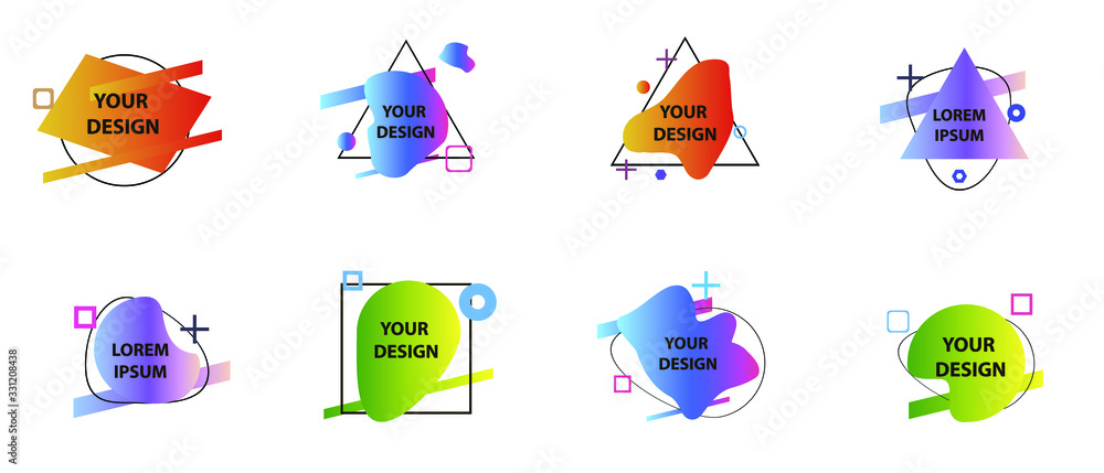 Aufkleber set of modern abstract graphic elements. gradient abstract banners with different shapes. template f