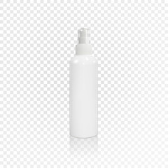 Medical spray tube with ribbed button top case and closed cap isolated on transparent background