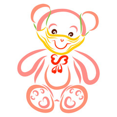 teddy bear with a smile on a medical mask