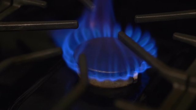 Gas-Ring Stove With Blue Flame in Slow Motion 180fps