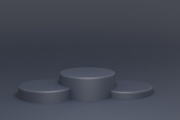 Mock up 3d rendered illustration with geometric shapes grey podium top light platforms for cosmatic product presentation,minimal design with empty space. Abstract composition in modern style