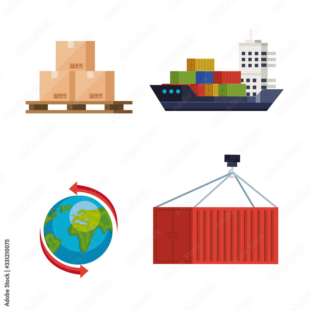 Poster logistic service with set icons vector illustration design