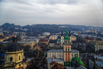 Fototapeta na wymiar Church dome tower in Lviv, the European city of Culture