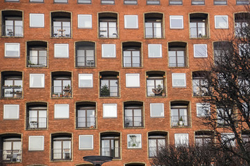 Fototapeta premium Residential buildings of modern architecture in Copenhagen, Denmark. February 2020