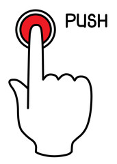 イラスト素材　スイッチを押す　プッシュ