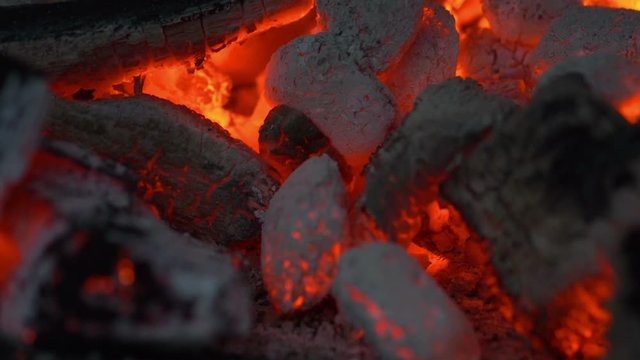 Black Coals Giving Off An Intense Heat in slow motion 180fps