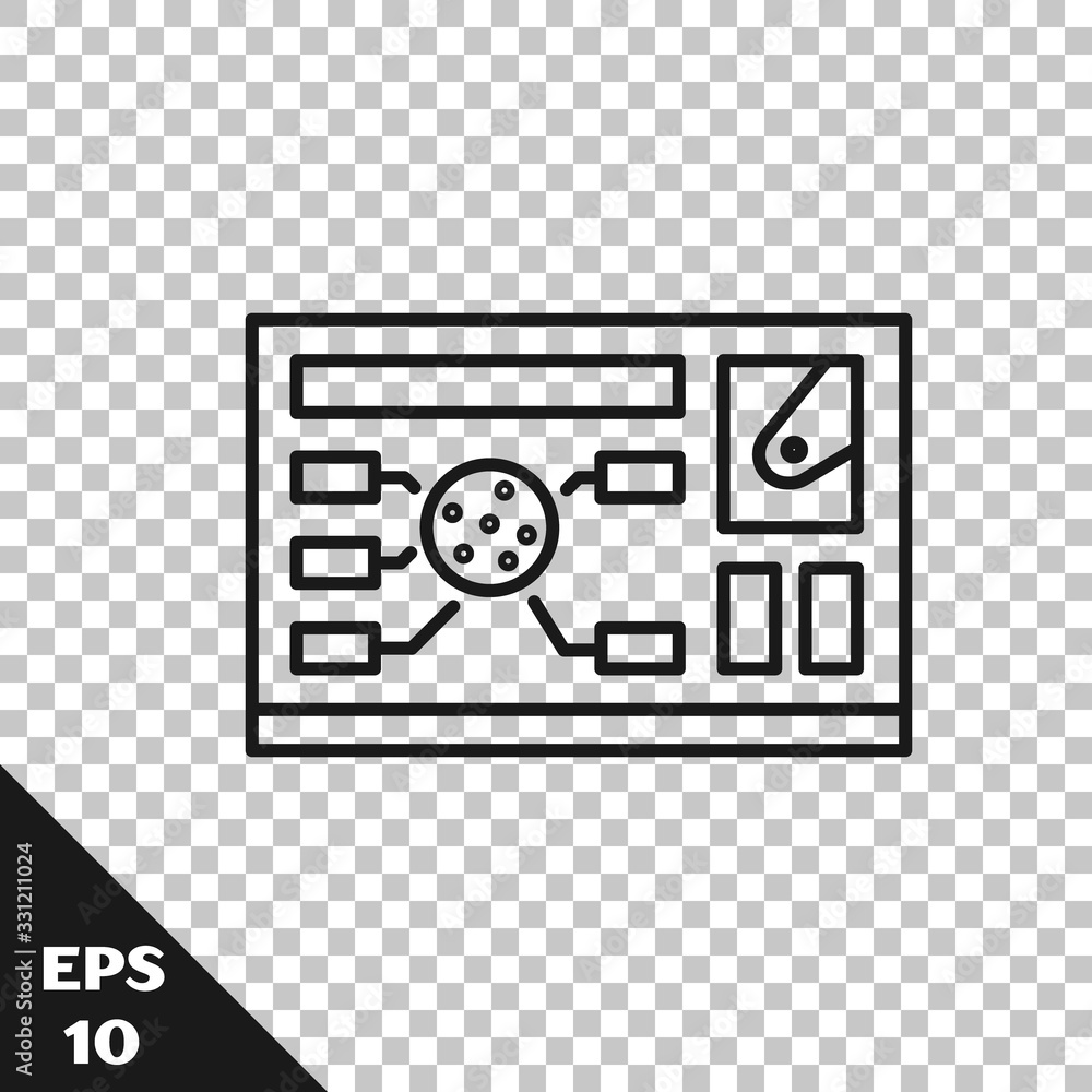 Poster black line futuristic hud interface icon isolated on transparent background. hologram ui infographic