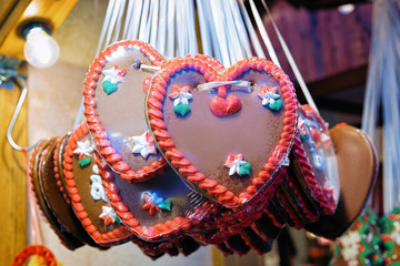 Gingerbread heart cookies Christmas Market at Charlottenburg Palace Berlin