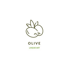 Olive branch. Vector illustration in linear style.