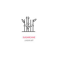 Sugarcane production. Simple vector illustration. Linear style.
