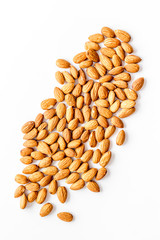 Almond kernels on white table top view