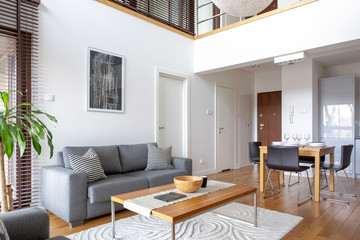 Living room with dining table