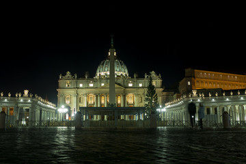 Fototapeta na wymiar Piazza San Pietro night scene, Vatican city, Rome