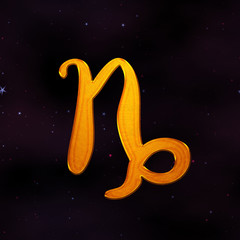 Naklejka premium Golden capricorn zodiac symbol