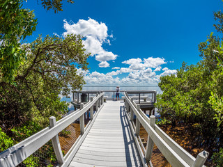 Walkway to Sarasota Bay overlook in Joan M Durante Park on Longboat Key in southwestern Florida