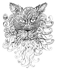 Ornament cat portrait sketch