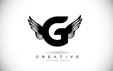 G Letter Logo with Wings. Creative Wing Letter G Logo icon Design Vector Illustration.