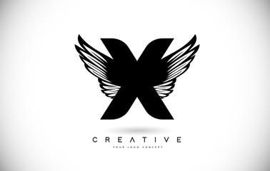 X Letter Logo with Wings. Creative Wing Letter X Logo icon Design Vector Illustration.
