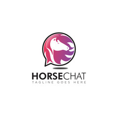 horsechat logo, with elegance head horse vector