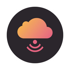 cloud computing with wifi signal block style icon