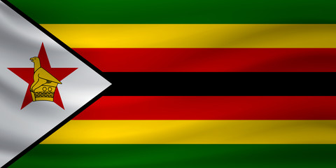 Waving flag of Zimbabwe. Vector illustration