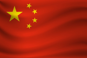 Waving flag of Peoples Republic of China. Vector illustration