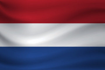 Waving flag of Netherlands. Vector illustration
