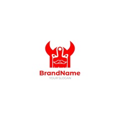 Paint Brush Devil Logo Design Vector