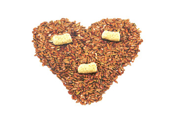 Linum usitatissimum is scientific name of Brown Flax seed. Also known as Linseed, Flaxseed and Common Flax. Pile of grains