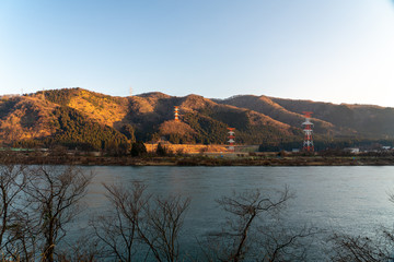 新潟県 阿賀野川沿いの風景