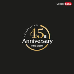45TH/forty-five/45 Years Anniversary Logo Vector Template Design Illustration