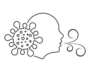 Having breath difficulties. Viral coronavirus, flu and cold symptom. Isolated vector illustration