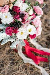 Wedding bouquet of flowers in nature