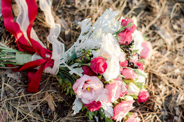 Wedding bouquet of flowers in nature