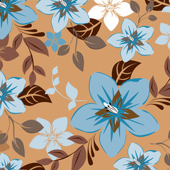 Vector spring abstract background flowers seamless pattern