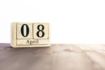 April 8th, fourth month of the clendar - copy space for text next to April symbol