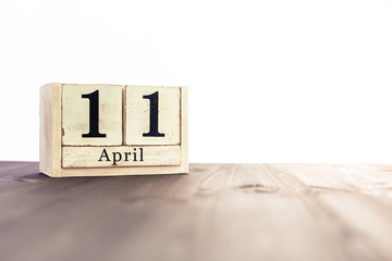 April 11th, fourth month of the clendar - copy space for text next to April symbol