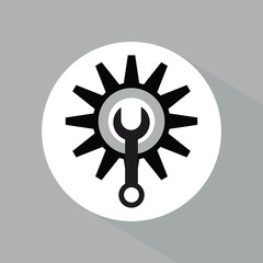 Vector repair icon. black wrench, black gear