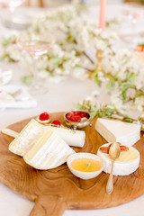 Breakfast on wooden desk 