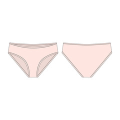 Light pink underpants for girls isolated on white background. Lady lingerie technical sketch.