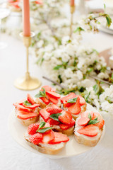 bruschetta with cream and strawberry