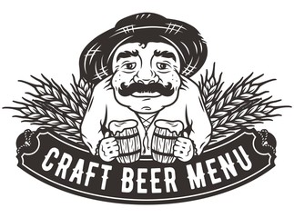 Old man with two pints of beer